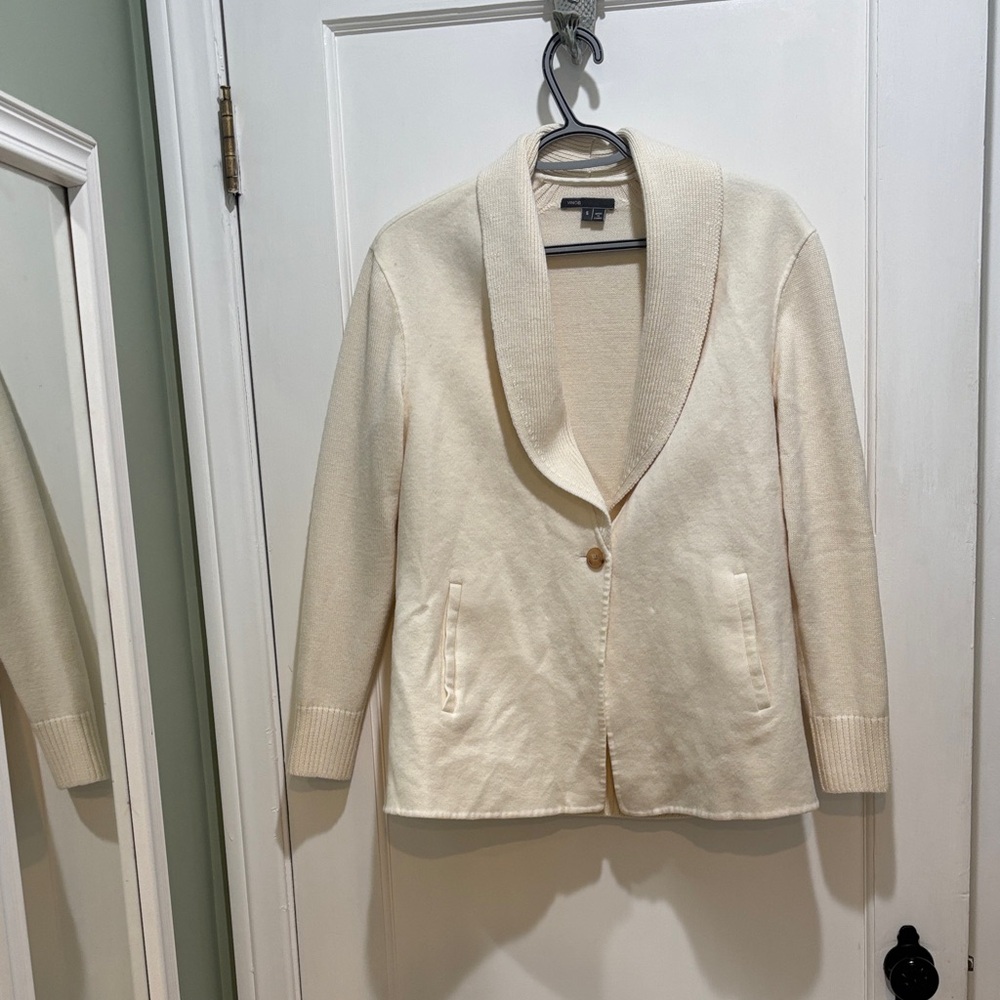 Vince Single Button Shawl Collar Blazer sweater cream small